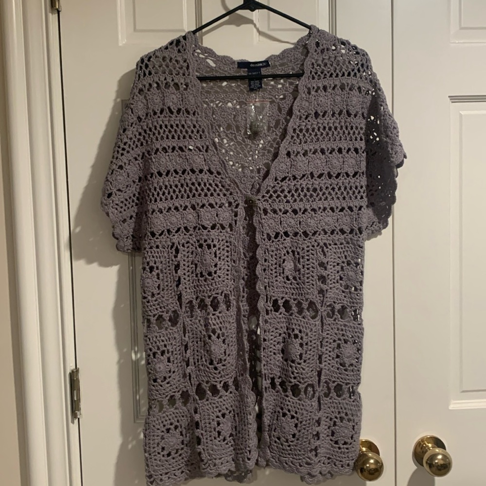 Beautiful Gray Crocheted Cardigan